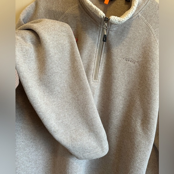 Orvis Trout Bum Fleece 1/4 Zip Sweater Tan/Oatmeal Sherpa Lined Collar Men’s XL - Picture 8 of 11
